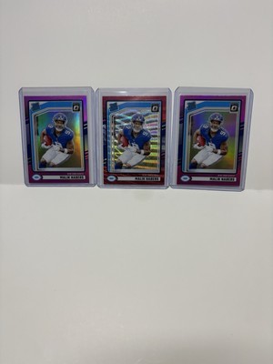 2024 Rookie Malik Nabers 3 Rookie Card Lot. Red wave and two pink optic preview￼