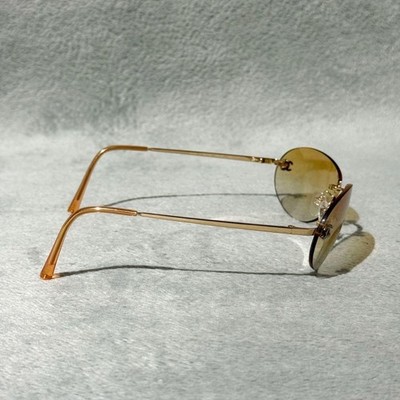 CHANEL 4013 Rimless Sunglasses Yellow Lens Coco Mark Logo Y2K