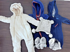 Baby Gap Old Navy Carters 0-3 Snow Suit Bunting Bear Ears Fleece NB shoes hat