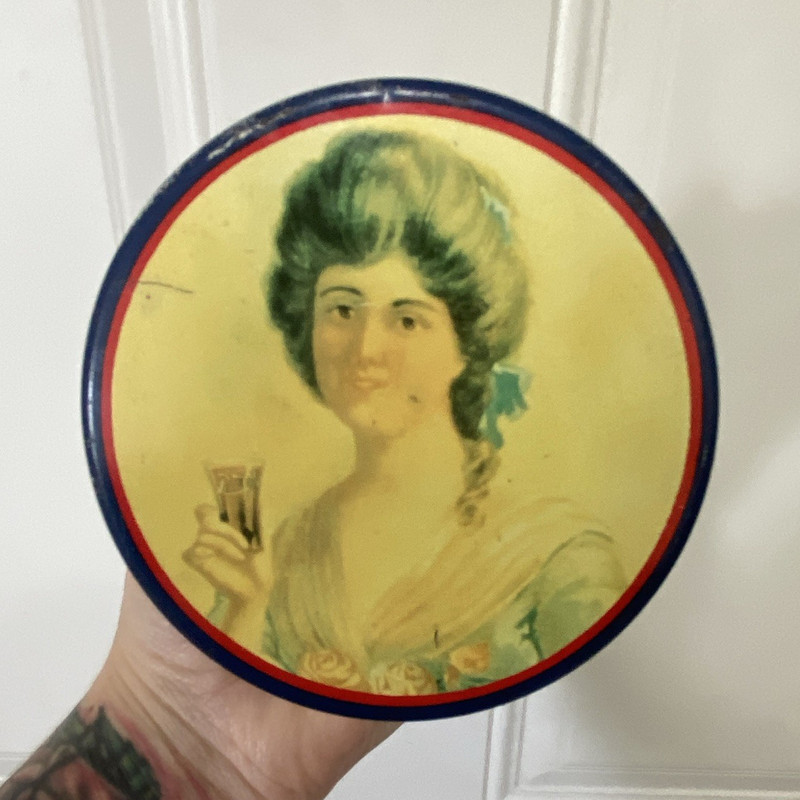 Pepsi Blue/Gold Soda Advertising Tin Container "A Nickel Drink-Worth A Dime"