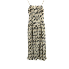 Hutch Drop Waist Plissé Midi Floral Dress Black XS