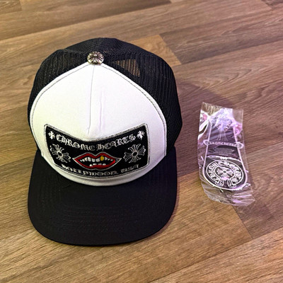 Chrome Hearts Trucker Hat Black/White Mesh Back Adjustable Patch & Pin One Size