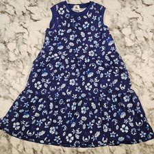 Disney Parks Stitch Blue Tiered Dress Girls 11/12 Pockets Lilo  Stitch