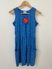 Hanna Andersson Blue Shark Sleeveless Pocket Play Dress 160 US 14-16 100 Cotton