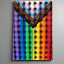 Pride Progress Flag Pixel Art | 32x48 Mosaic Art | LGBTQ+ Wall Decor | Handmade