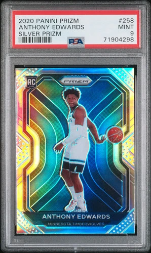 PSA 9 2020 Panini Prizm Anthony Edwards Silver Rookie RC #258