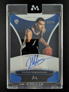 2023 24 Topps Mercury VICTOR WEMBANYAMA 21/75 Rookie RC Auto Blue Refractor WA 6