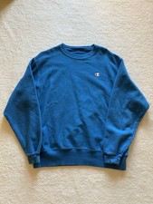 Vintage 90s Champion Reverse Weave Blue Crewneck Sweatshirt Medium Made In USA
