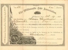 Willimantic Fair Association - Stock Certificate - Animals on Stocks and Bonds