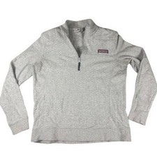 Vineyard Vines Mens Small Gray Quarter Zip French Terry Pullover Sweatshirt