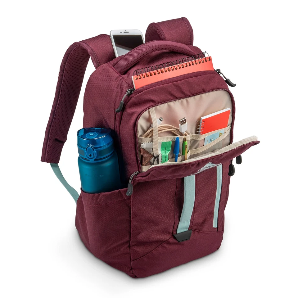 Mochila grande High Sierra con funda para dispositivo y correas ajustables, granate Foto 4 de 4
