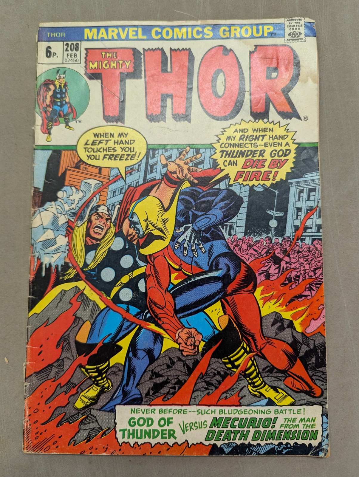 The Mighty Thor #208, Marvel Comics, 1973, 1st Mercurio the 4-D Man