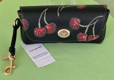 COACH SUNGLASS CASE W/ CHERRY PRINT:NWT BLACK/RED CDD74 | eBay