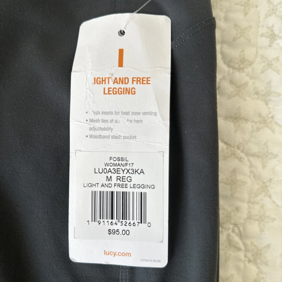 Lucy Light And Free Leggings Mesh Charcoal Black Yoga Walking Size M Regular NWT - Image 3 of 4