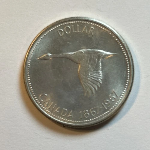 1967 Canada Silver Dollar Flying Goose Centennial Coin .800 Silver 1867-1967