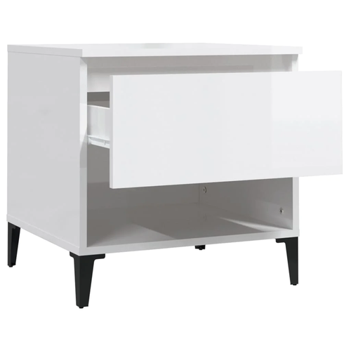 NNEVL Side Table High Gloss White 50x46x50 cm Engineered Wood - Picture 7 of 11