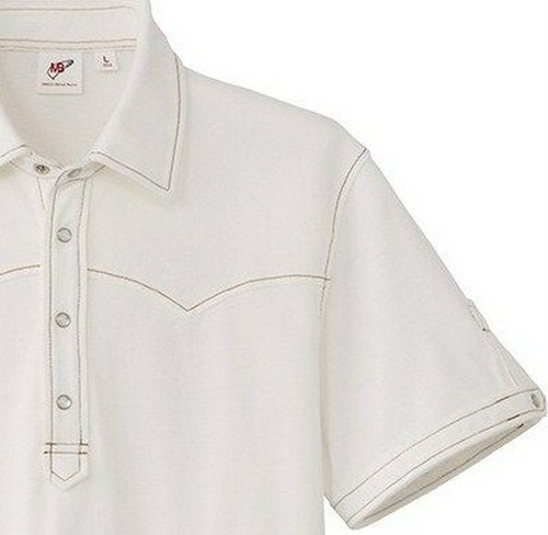 MICHAEL BASTIAN x UNIQLO 'Western Stitch' Washed Piqué Polo Shirt Mens L Wht NWT - Picture 5 of 19