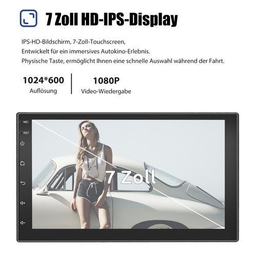 7" 2 DIN 4+64G DAB+ Carplay Autoradio Android 14 GPS NAV Bluetooth USB WIFI RDS - Bild 3 von 13