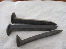 Antique Vintage  large set of 3 railroad nails ties 7" and 6"