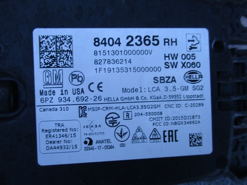 2018 - 2021 CHEVROLET TRAVERSE REAR RIGHT BLIND SPOT RADAR MODULE OEM 84042365 - Picture 2 of 4