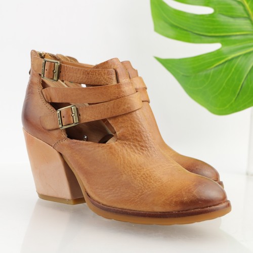KorkEase Women's Stina Boot Size 6 Tan Brown Leather Block Heel Ankle