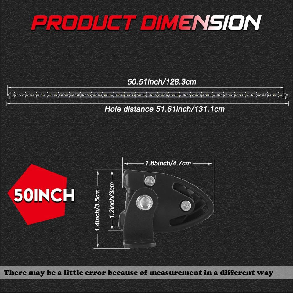 50"+20" LED Light Bar+ 4" Pods+Mount Brackets Kits For 07-18 Jeep Wrangler JK - Image 4 of 4