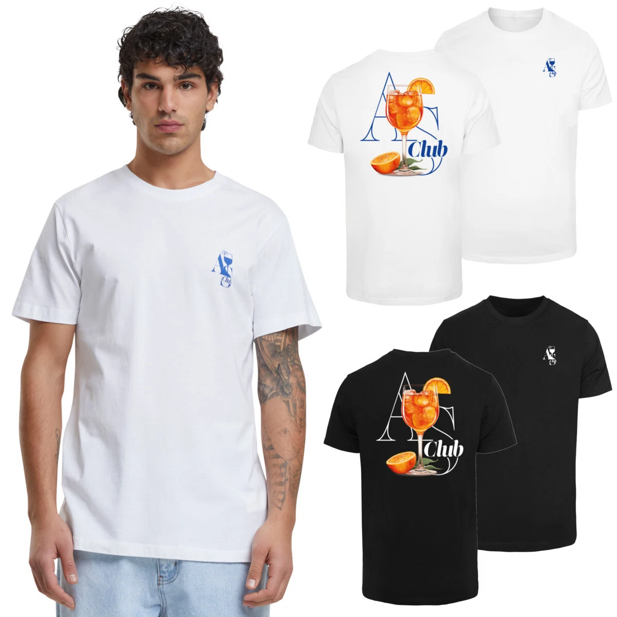 Mister Tee A S Club Tee Aperol Spritz Men's T-Shirt Cotton Jersey Print New