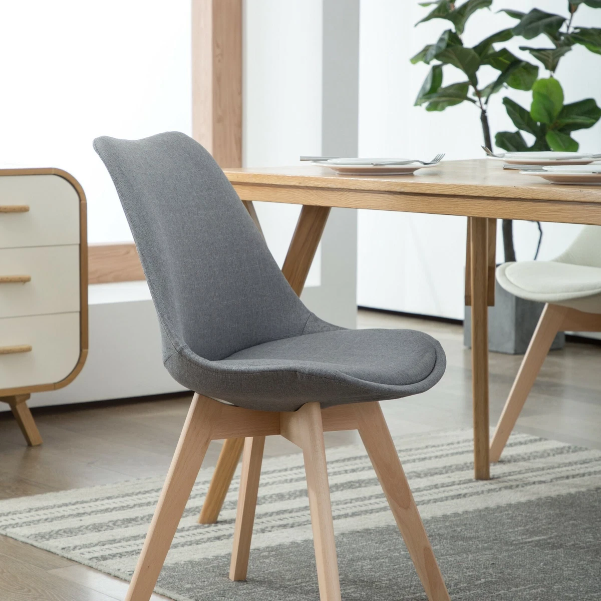 DEULINE Esszimmerstühle mit Stoffbezug Grau Essstühle Esszimmerstuhl Stuhl OSLO+