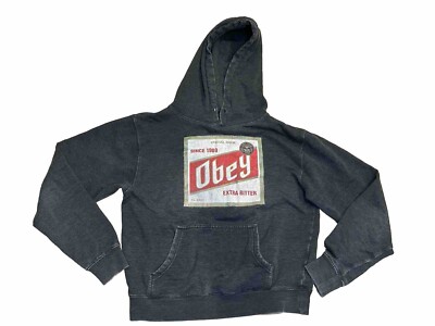 Obey Special Brew Extra Bitter Beer Hoodie Gray Women’s Medium