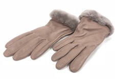 UGG Smart Leather Touch Screen Sheepskin Cuff Gloves Stormy Grey U1746 women's