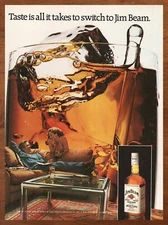 1982 Jim Beam Whiskey Vintage Print Ad/Poster 80s Man Cave Bar Art Decor