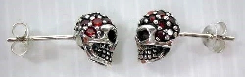 PENDIENTES GRANATE CALAVERA PLATA ESTERLINA 925 MACIZA PUNK NUEVOS BIKER ROCK GÓTICO Foto 3 de 4