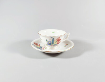 HEREND, BOUQUET DE TULIPE  COFFEE CUP & SAUCER, HANDPAINTED PORCELAIN ! (J301)