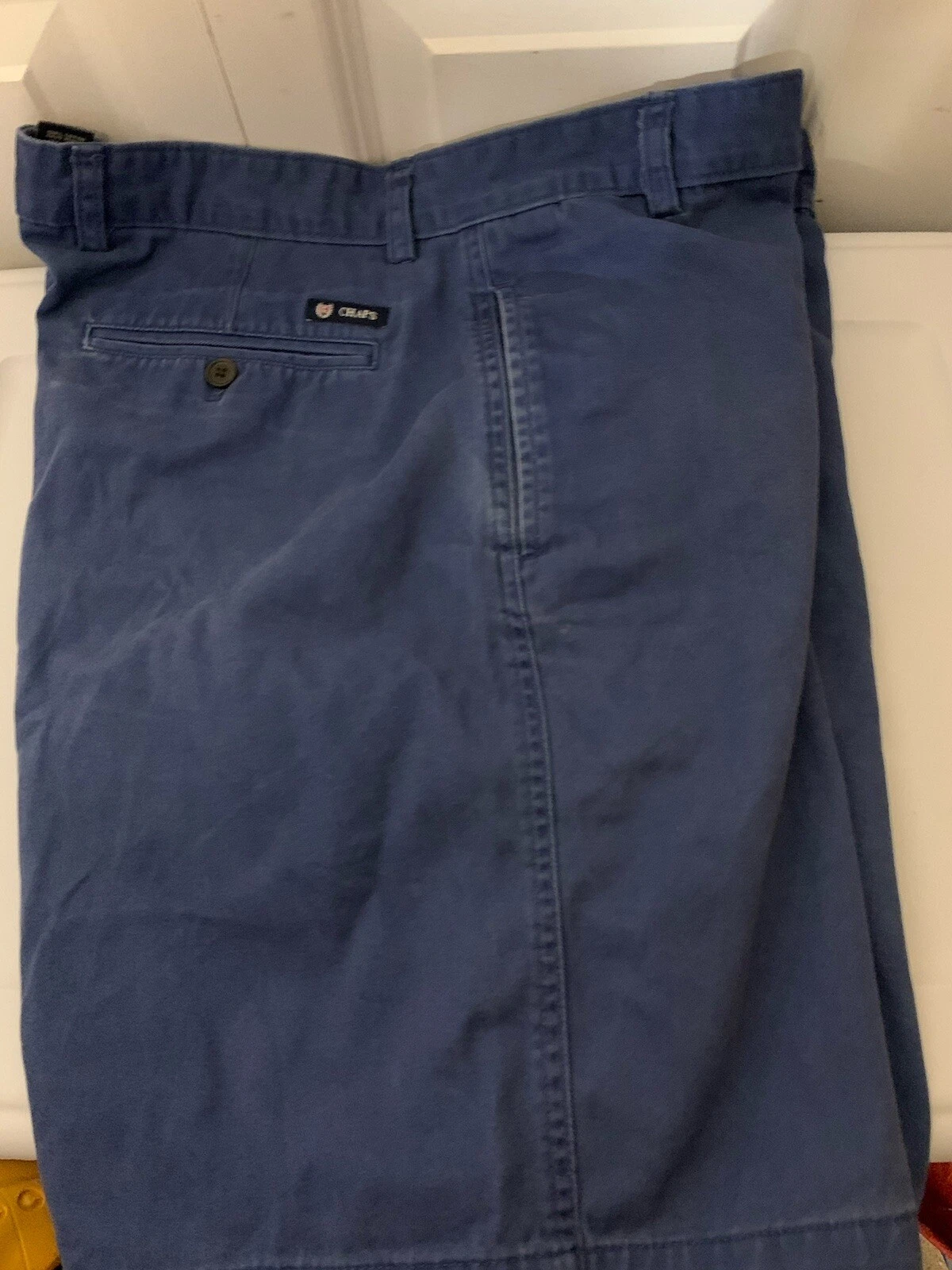 Chaps Khaki Shorts Blue Flat Front Size 36 Zipper Fly