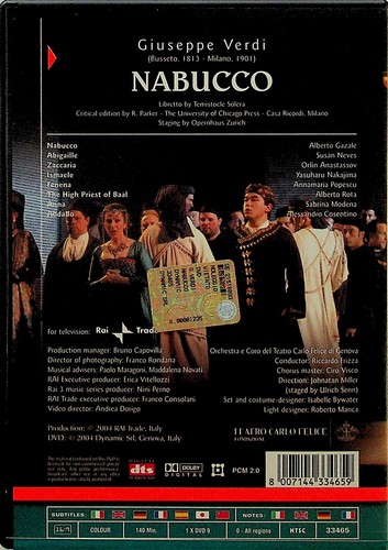 Verdi: Nabucco -Carlo Felice DVD -Riccardo Frizza (Alberto Gazale/Susan Neves) - Picture 3 of 3