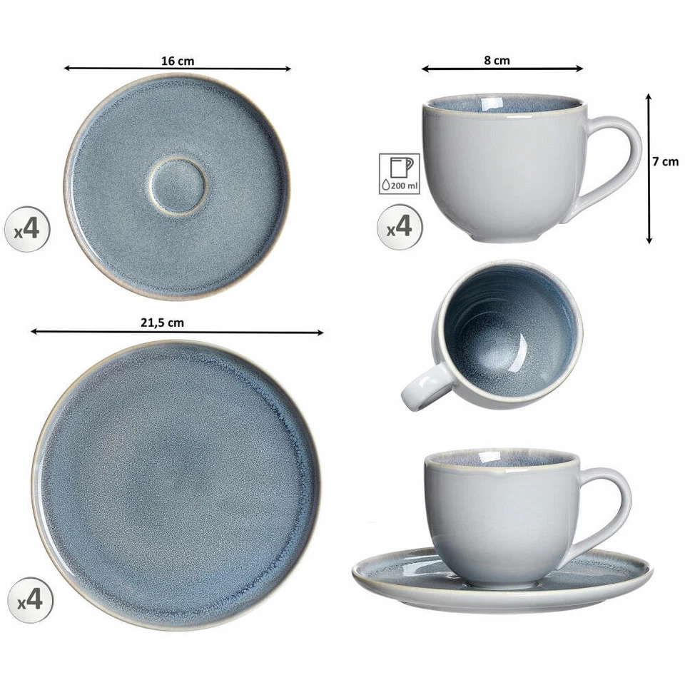 Ritzenhoff & Breker Coffee Service Skagen Stone 12 Piece Coffee Service Grey Blue - Image 2 of 4