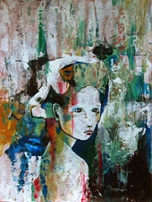 ARTIST ORIGINAL acrylic painting MODERN ABSTRACT WOMAN Portrait EXPRESSIVE ART