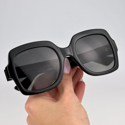Gucci Women Sunglasse Black Gradient Grey Polarized Square GG1337S 002 BRAND NEW - Picture 9 of 14