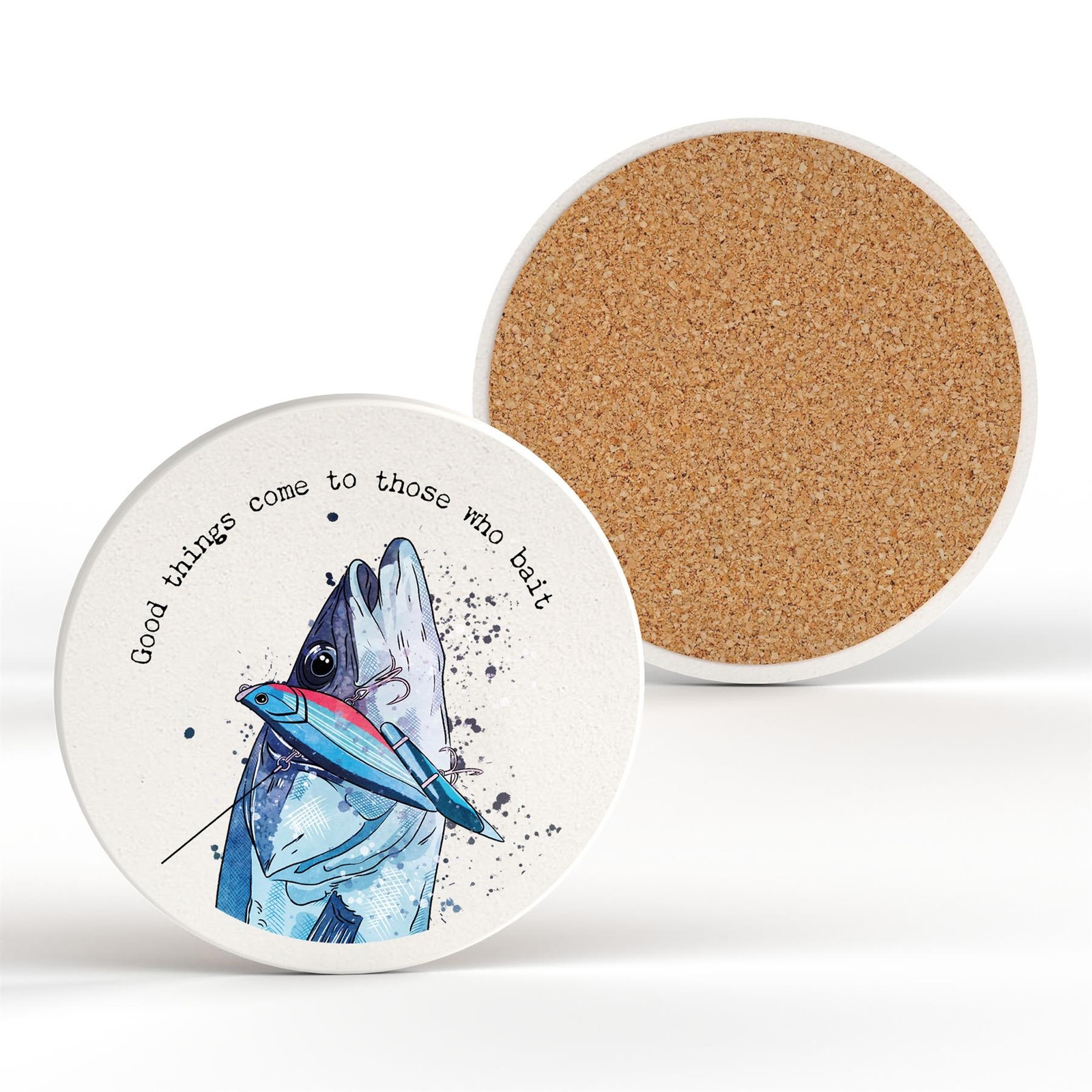 Good Things Come To Those Who Bait Fishing Comical Ceramic Round Coaster