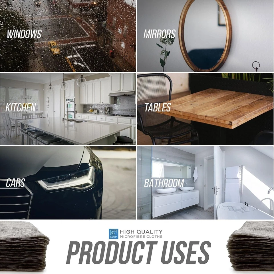 Grey Microfibre Cloths Drying Car Cleaning Cloths Lint-Free & High Absorption - Image 2 of 4