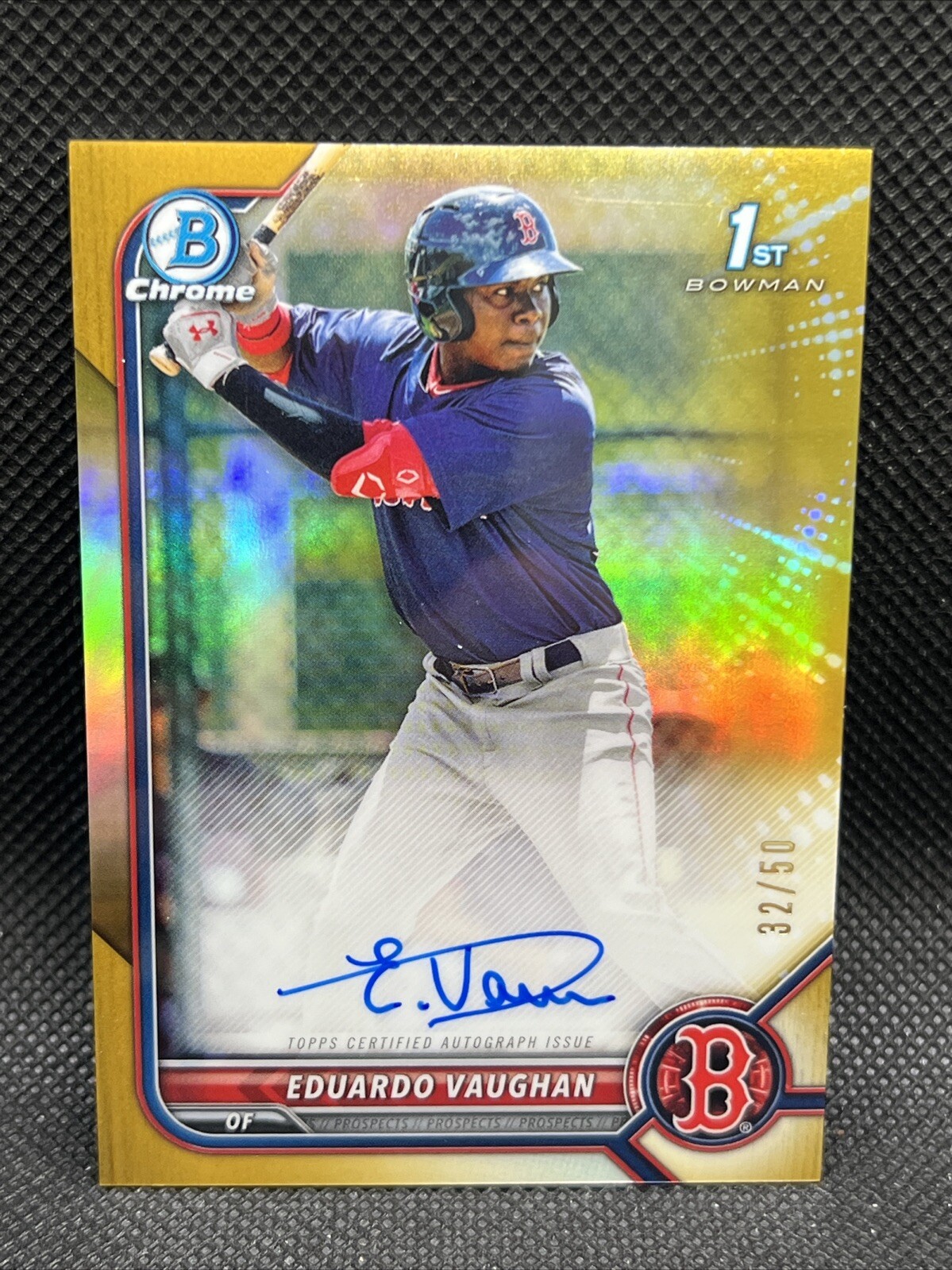2022 Bowman Chrome /50 GOLD REFRACTOR AUTO EDUARDO VAUGHAN 1st RC Rookie JO3
