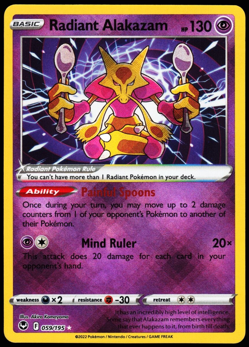 Pokemon Radiant Alakazam 059/195 Silver Tempest Near Mint