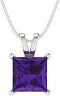 Gemstone Solitaire Pendant Without Chain 14K Solid White Gold Natural Amethyst