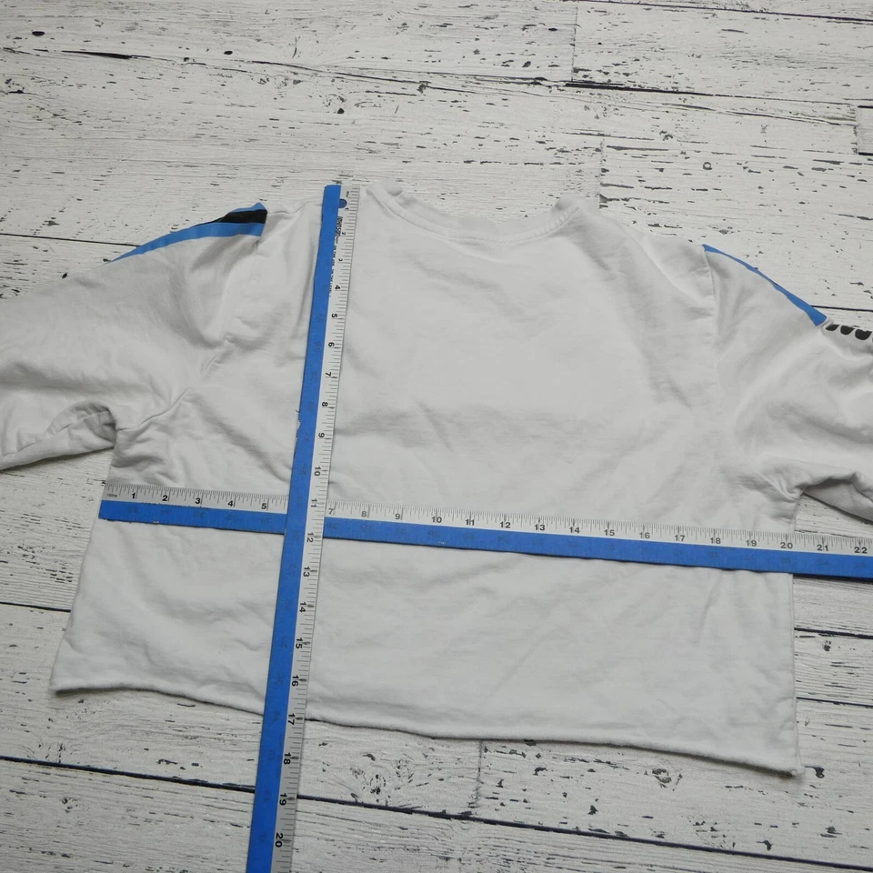 VINTAGE Jump To It Shirt Womens Medium Est. 2003 Long Sleeve Boxy Crop Retro 80s - Image 4 of 4