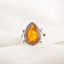 Citrine Gemstone 925 Sterling Silver Ring Handmade Jewelry Ring Gift For Wife
