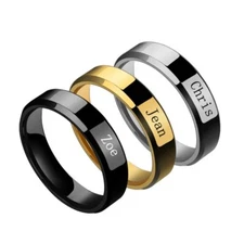 Personalized Stainless Steel Custom Ring Wedding Promise Best Gift for Women Men