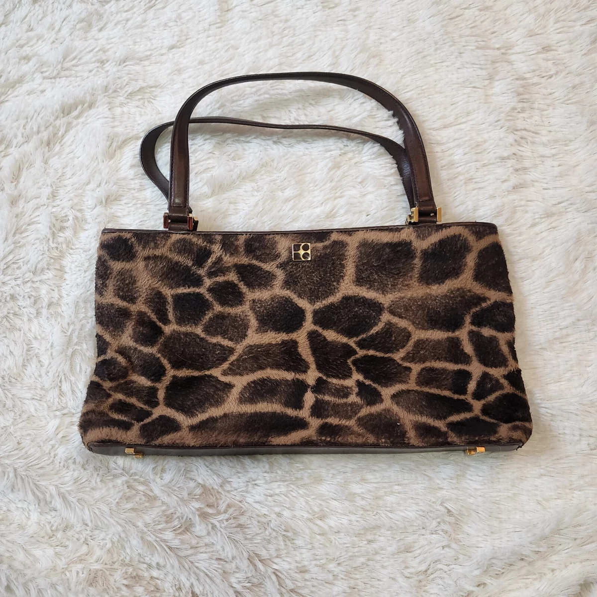 Fuzzy animal print bag hot sale
