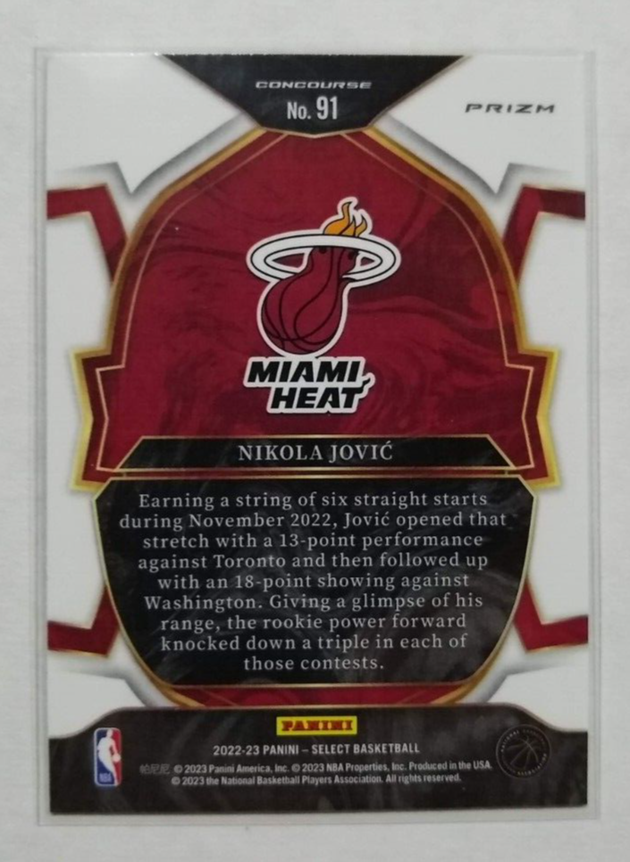 2022-23 Select Nikola Jovic Silver Prizm RC #91 Heat | eBay