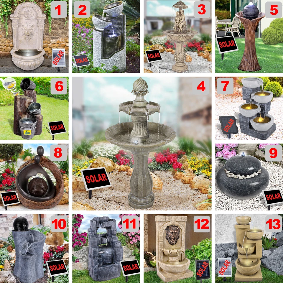 SOLARBRUNNEN SOLAR GARTENBRUNNEN ZIERBRUNNEN SOLAR PUMPE WASSERSPIEL TEICHPUMPE