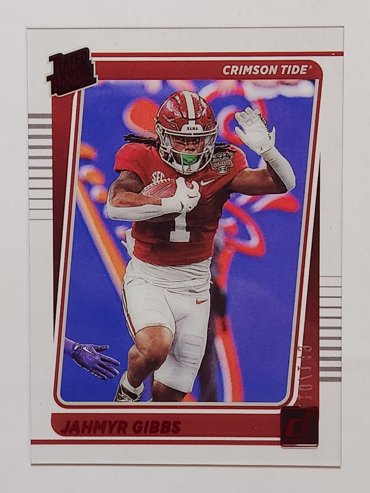 Jahmyr Gibbs Panini Chronicles Draft Picks Clearly Donruss #40 Red
